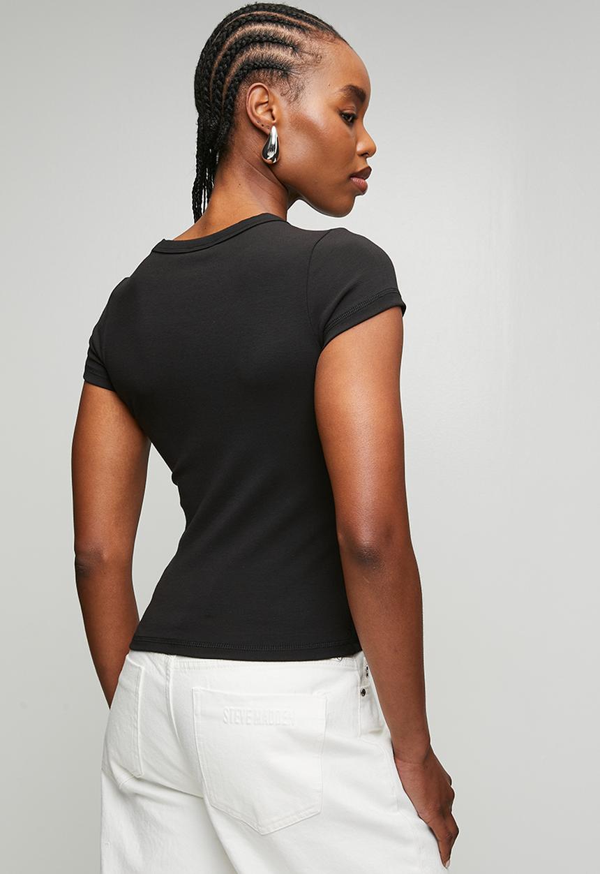 Steve Madden - Ladies kai short sleeve top - black