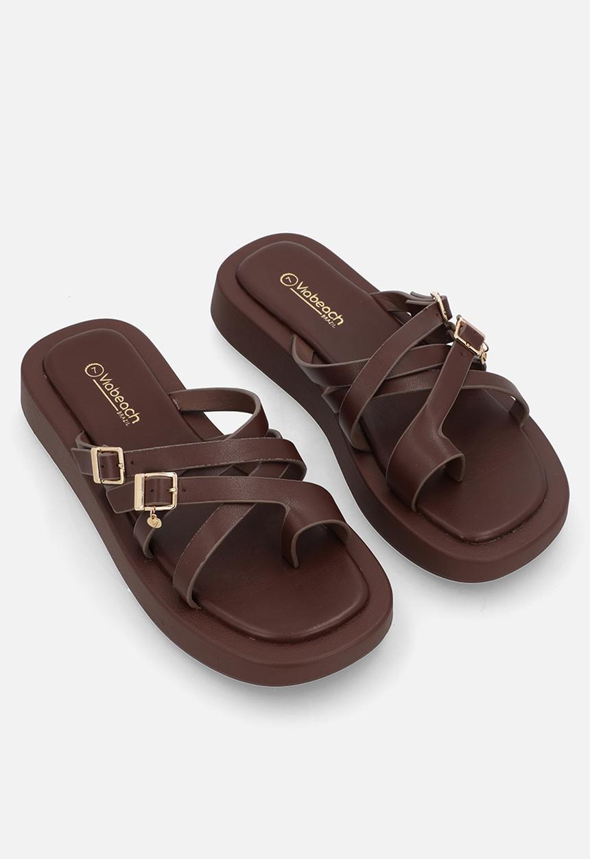 Viabeach - Coconut 16 multi strap thick sandal - chocolate