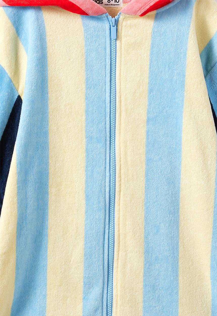 Cotton On - Kids Zip Thru Hooded Towel - Butter Yellow/Contrast Stripes
