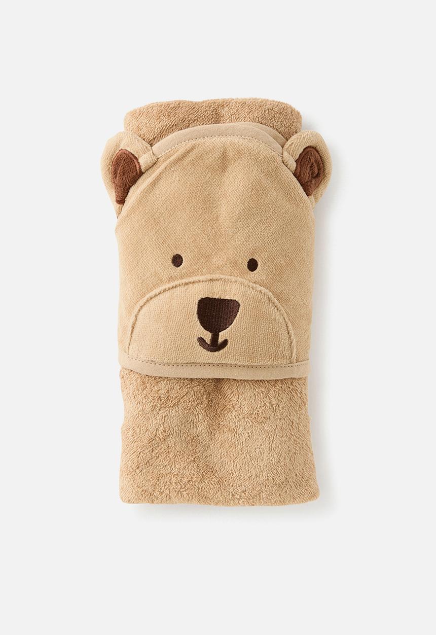 Cotton On - Baby Organic Snuggle Towel - Peanut Butter/Bear