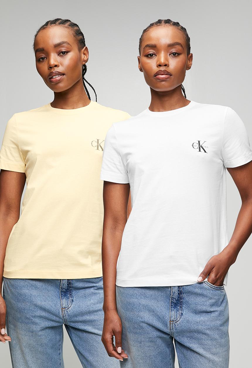 Calvin Klein - Monologo cn 2 pack tee - vanilla custard w/white