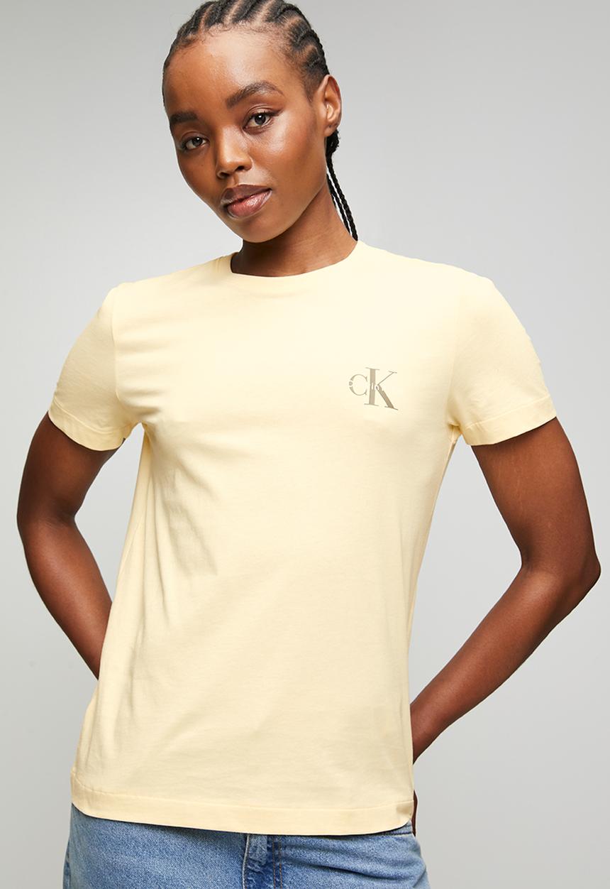 Calvin Klein - Monologo cn 2 pack tee - vanilla custard w/white