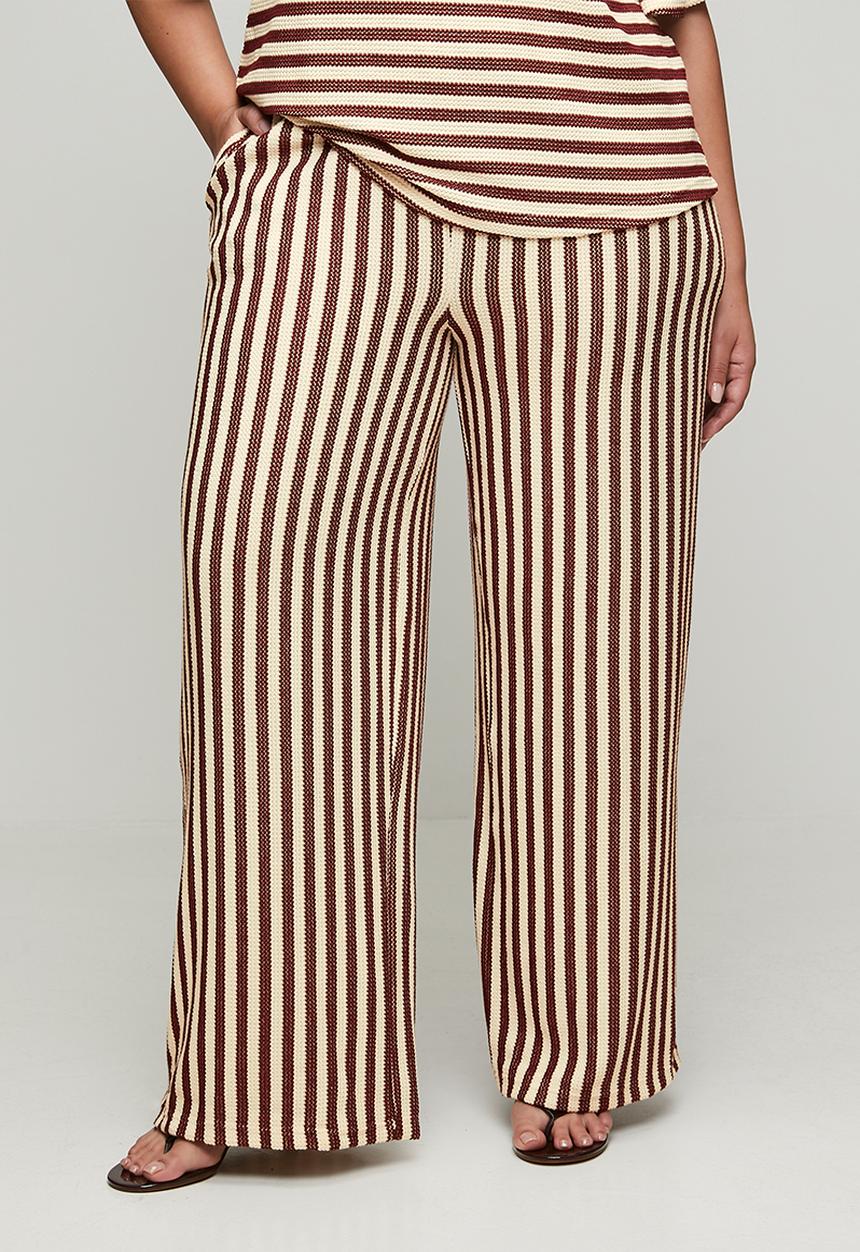 Me&B - Plus Stripe Knit Pant - Chocmilk