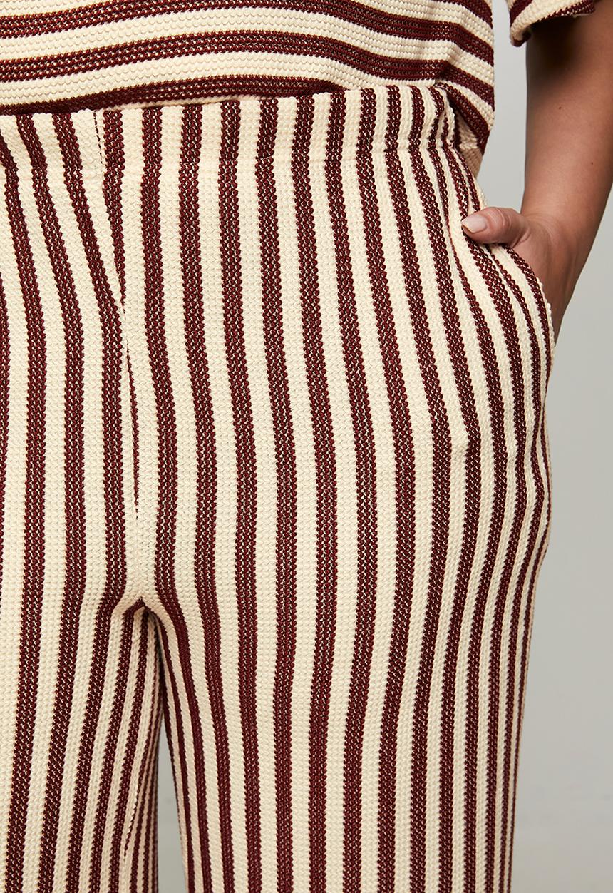 Me&B - Plus Stripe Knit Pant - Chocmilk