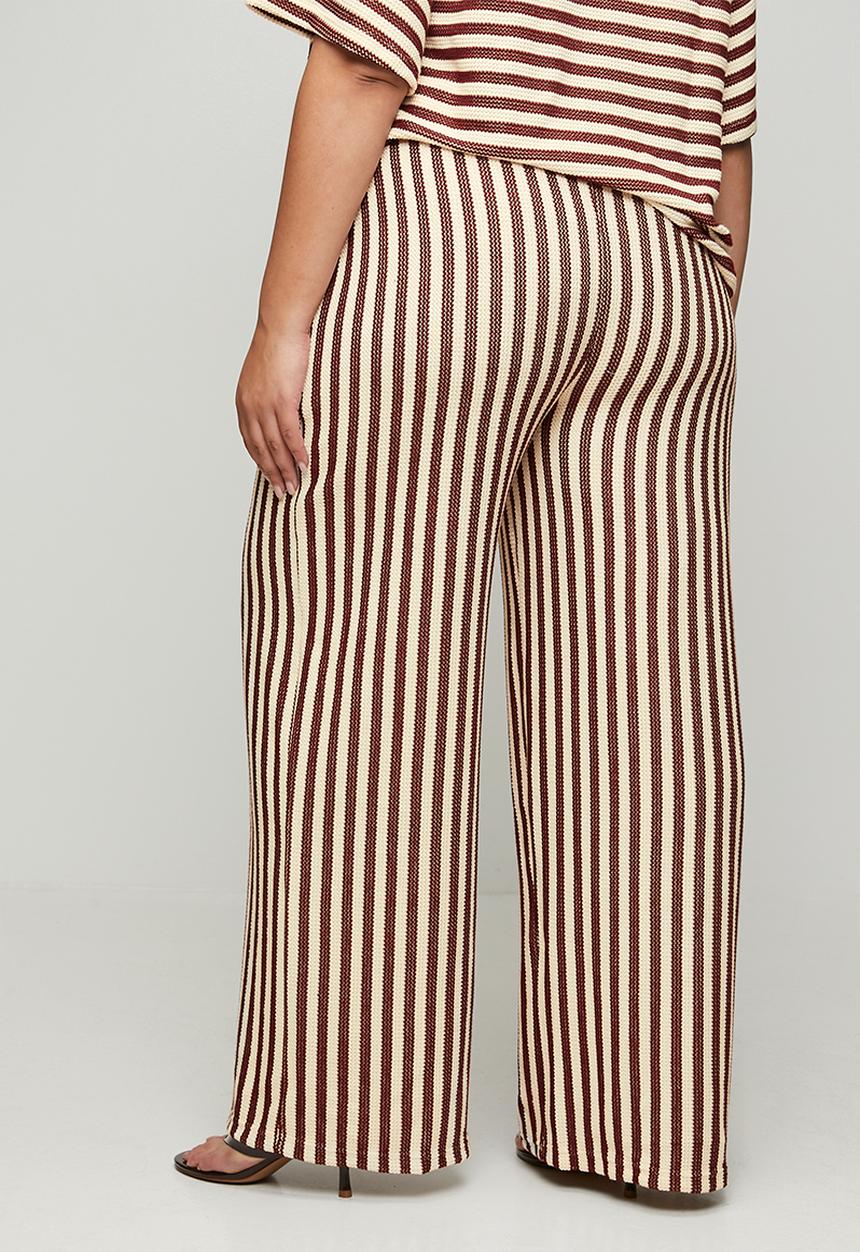 Me&B - Plus Stripe Knit Pant - Chocmilk