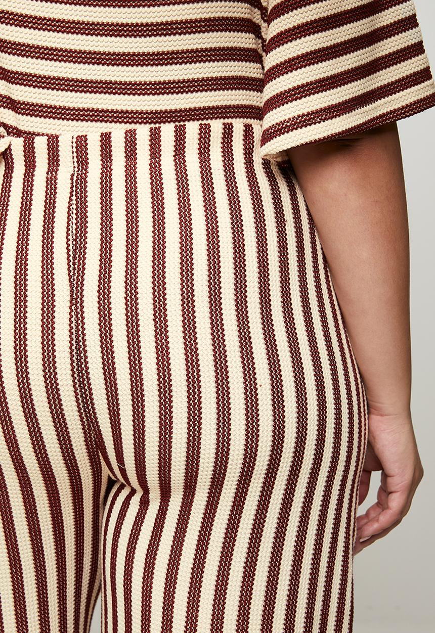 Me&B - Plus Stripe Knit Pant - Chocmilk