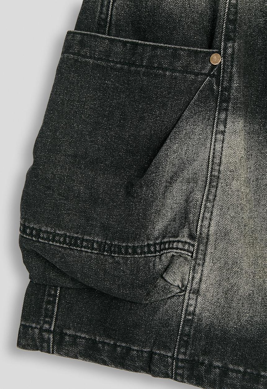 Pop Candy - Acid wash cargo denim shorts - black