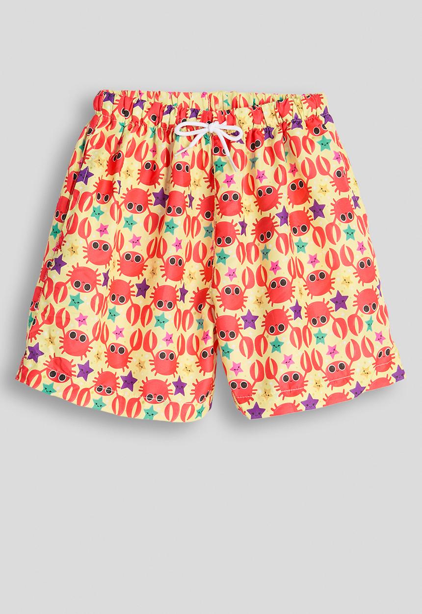 Pop Candy - Cute crab aop swim shorts - light yellow