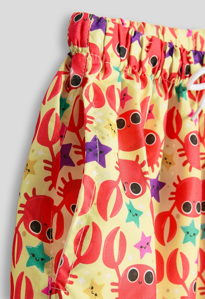 Pop Candy - Cute crab aop swim shorts - light yellow