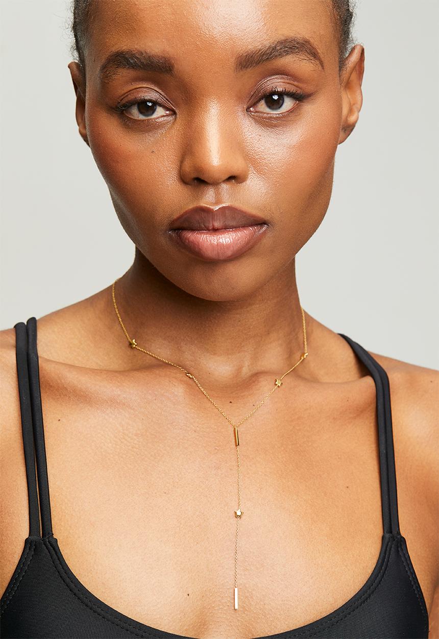 Zoe on Trend - Trendy Lariat Necklace - Gold