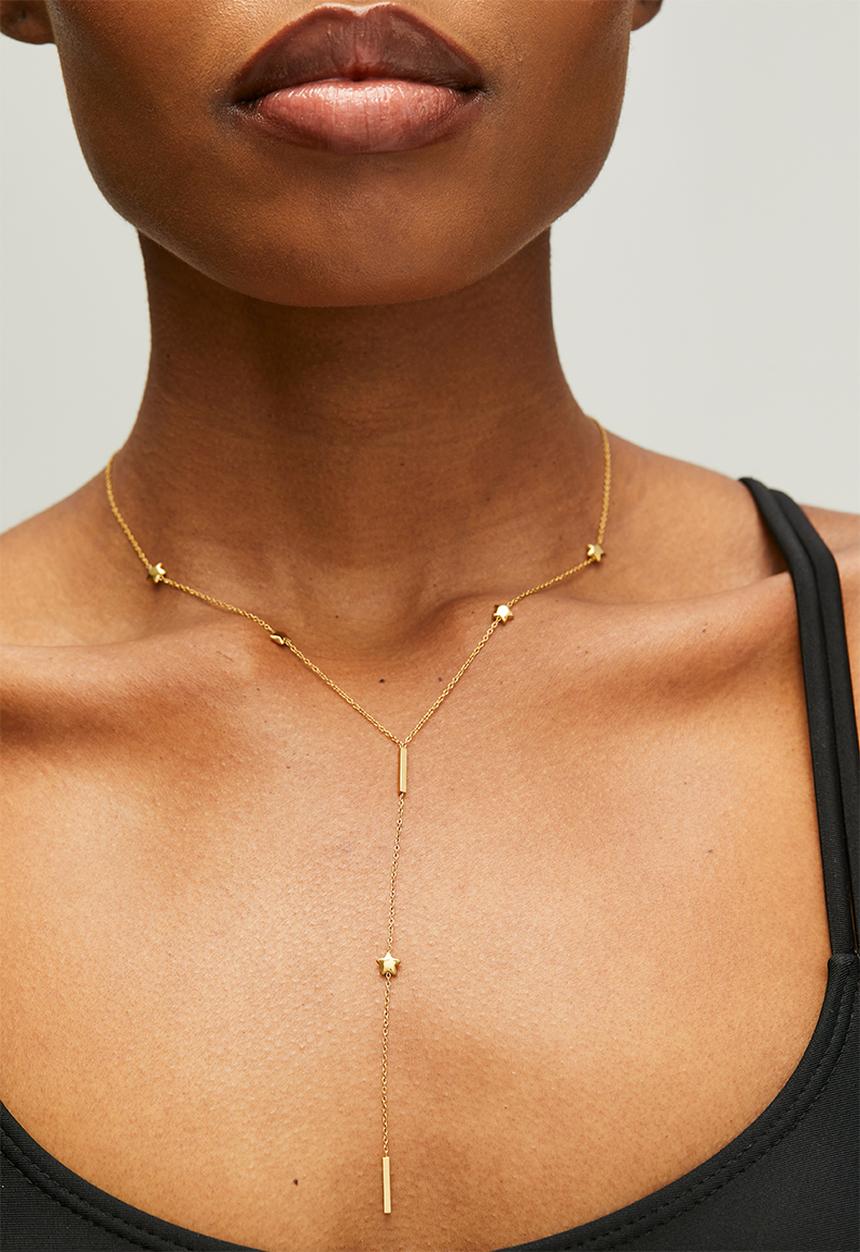 Zoe on Trend - Trendy Lariat Necklace - Gold