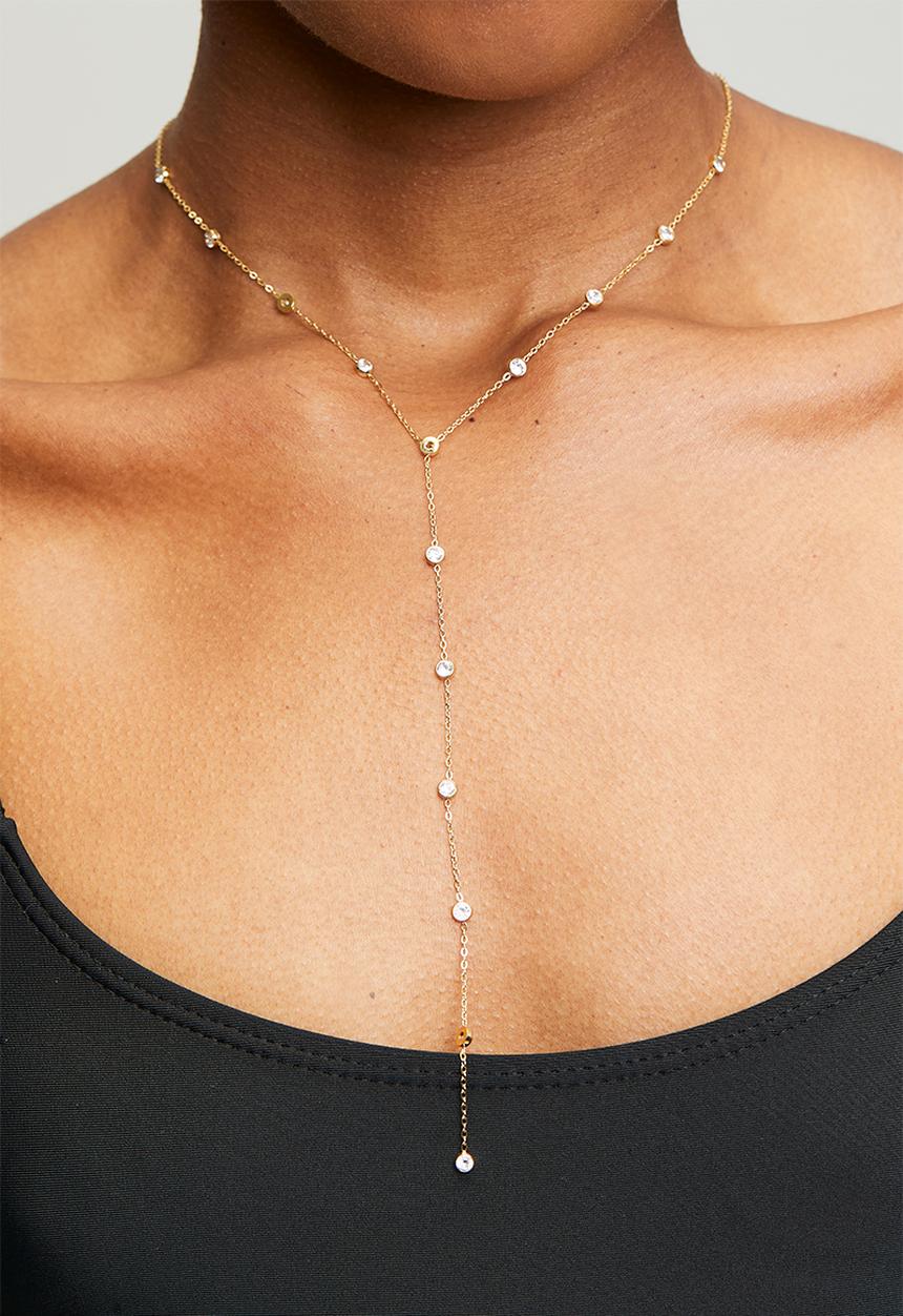 Zoe on Trend - Trendy Lariat Necklace - Gold