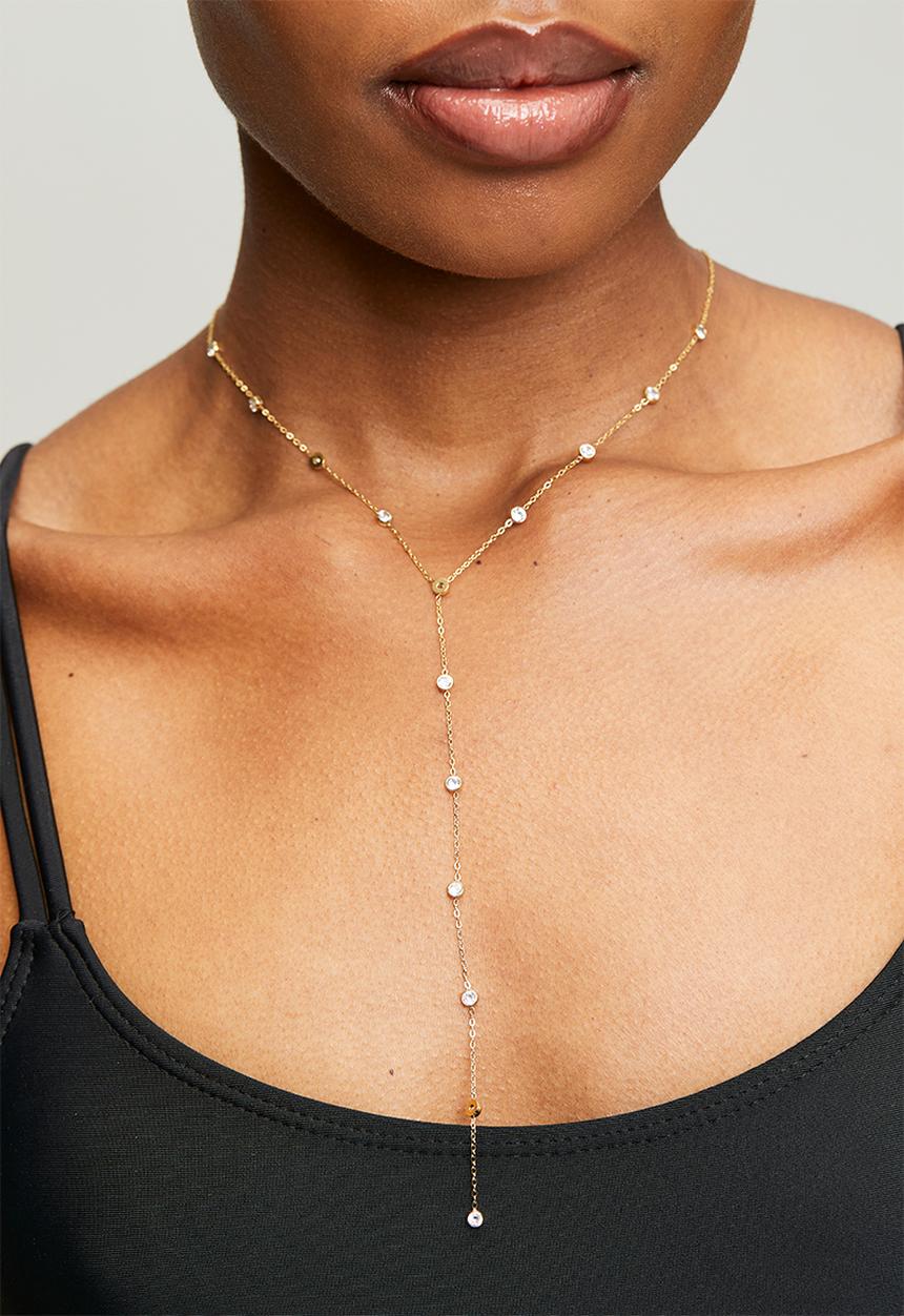 Zoe on Trend - Trendy Lariat Necklace - Gold