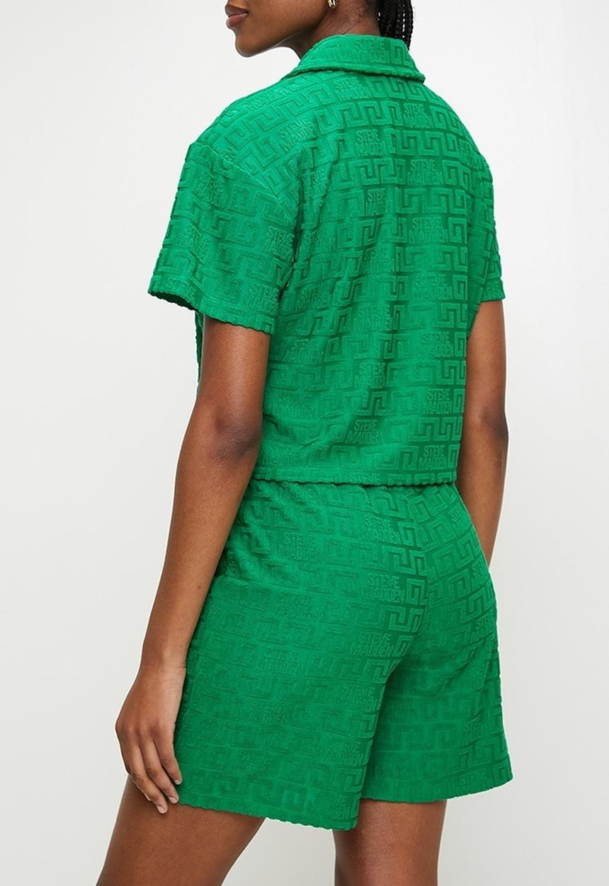 Steve Madden - Ladies tessa embossed logo top with collar - emerald green