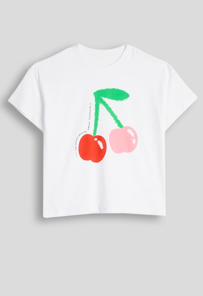 Pop Candy - Cherry placement tee - white