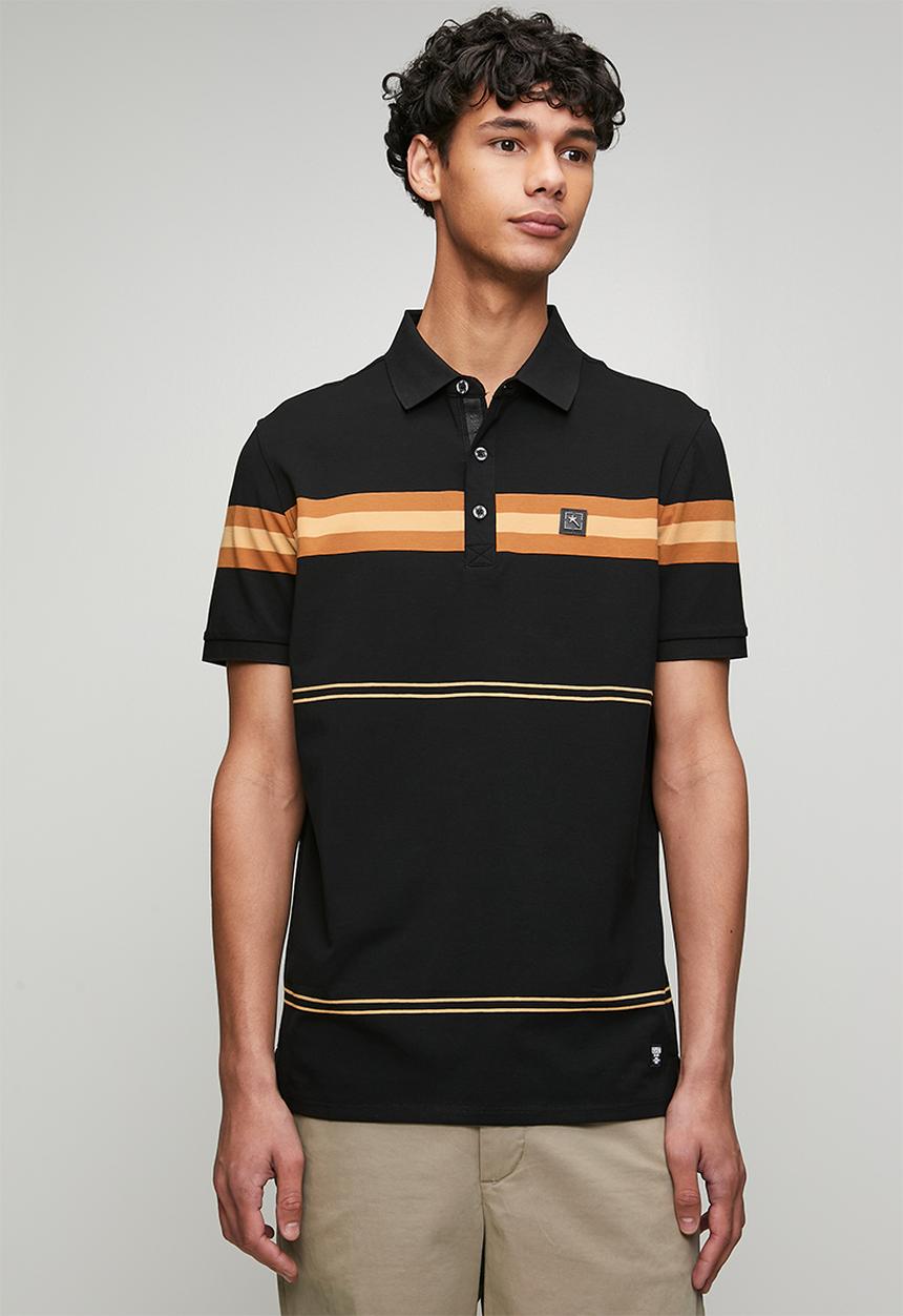 SOVIET - Yarn Dyed Stripe Golfer-Black