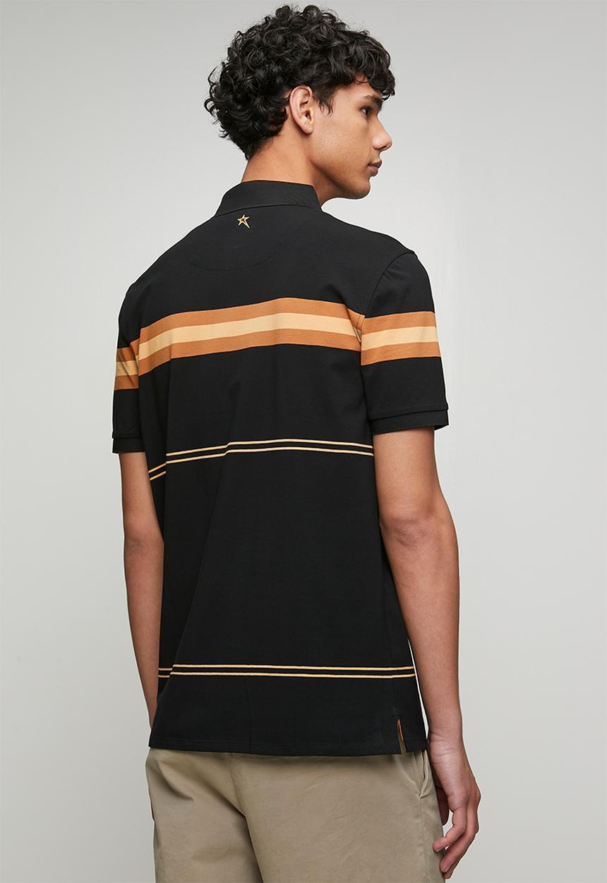 SOVIET - Yarn Dyed Stripe Golfer-Black