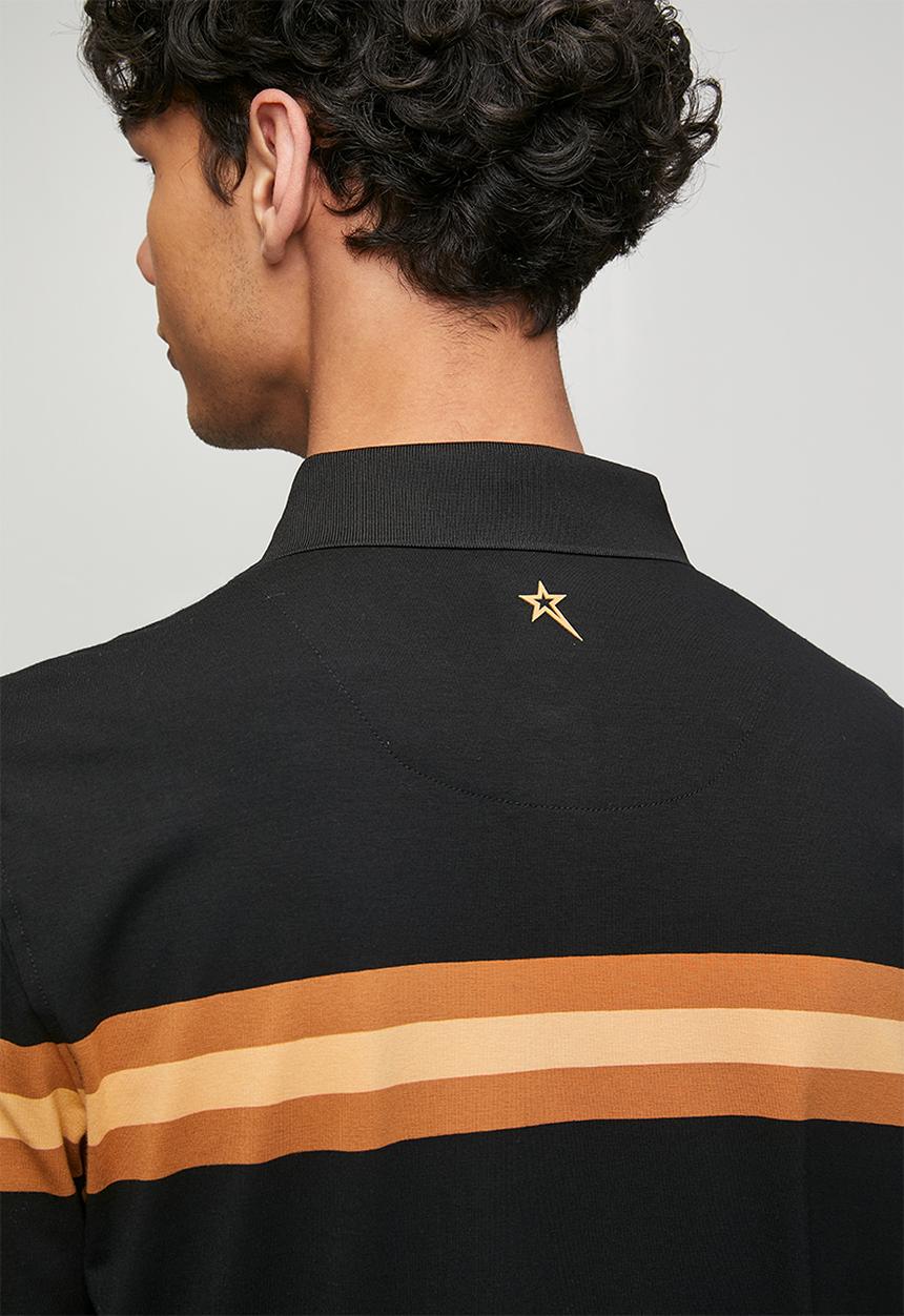 SOVIET - Yarn Dyed Stripe Golfer-Black