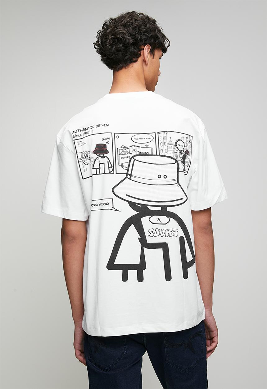 SOVIET - Crew Neck Box Fit Fashion Tee -White