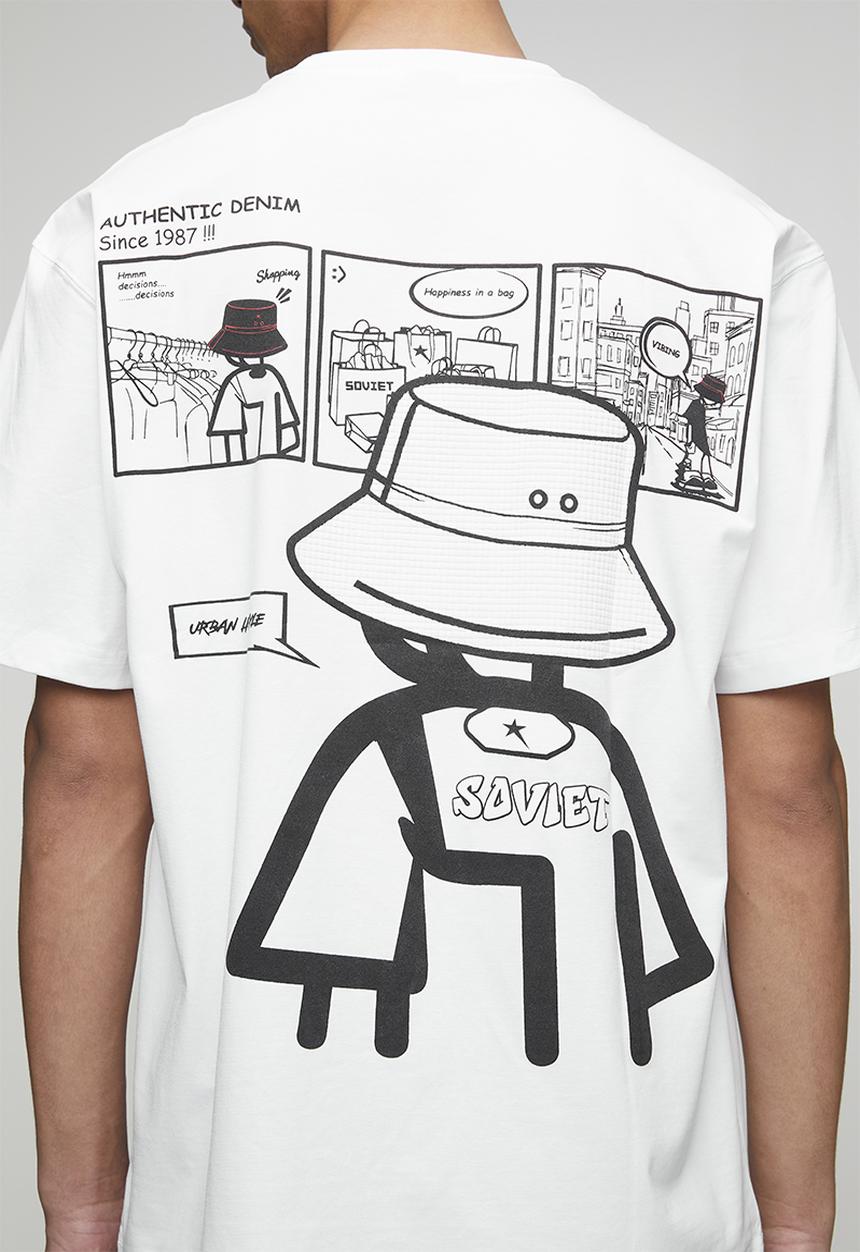 SOVIET - Crew Neck Box Fit Fashion Tee -White