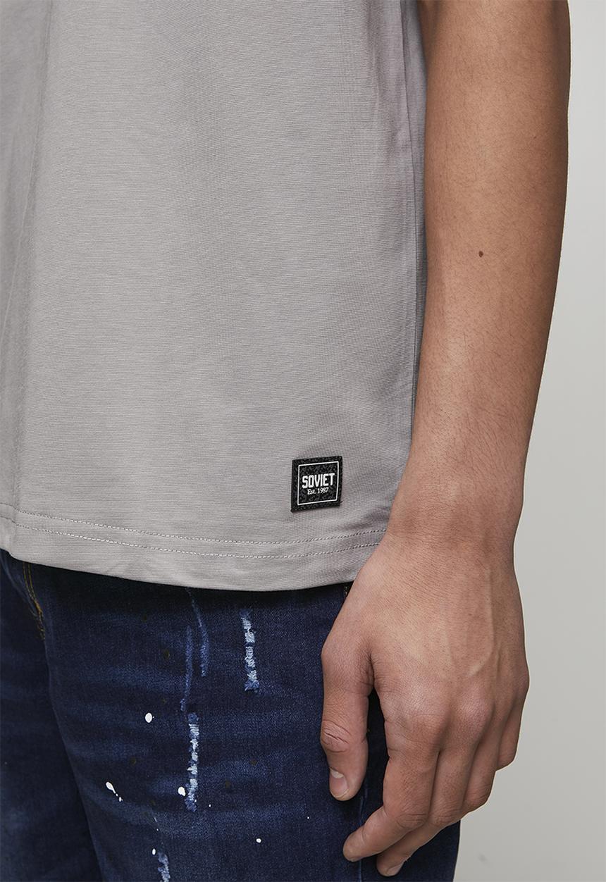 SOVIET - Crew Neck Box Fit Fashion Tee - Grey