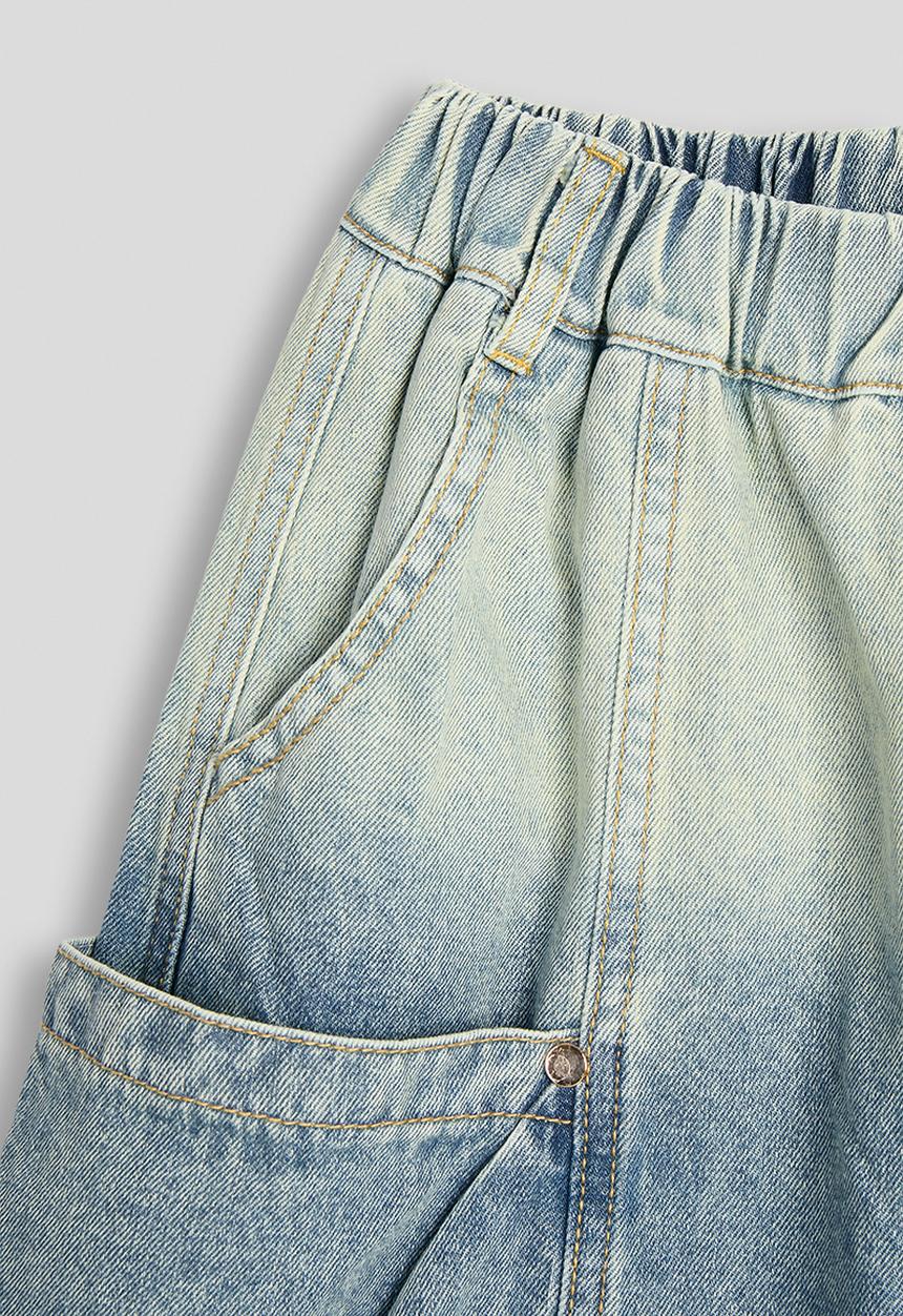 Pop Candy - Acid wash cargo denim shorts - blue
