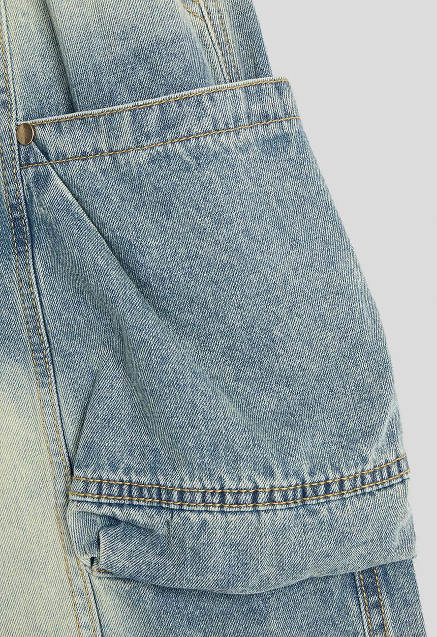 Pop Candy - Acid wash cargo denim shorts - blue