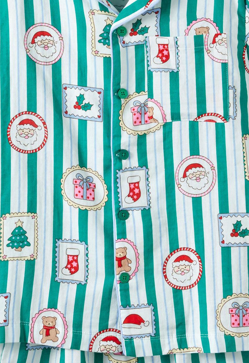 Cotton On - Adults Woven Family Xmas Pj Set - English Ivy/Santa Stamp