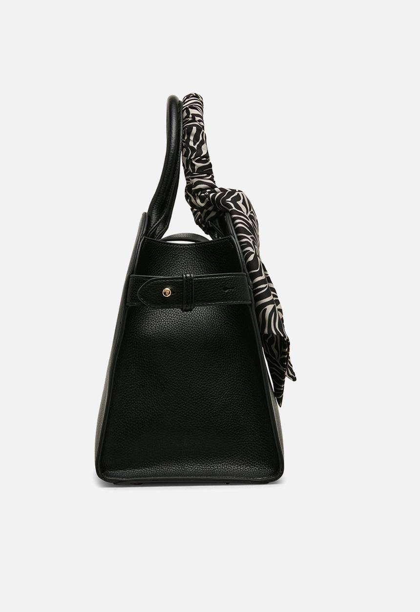 Anne Klein - Rounded Satchel w/ Detachable Strap - Black/Zebra