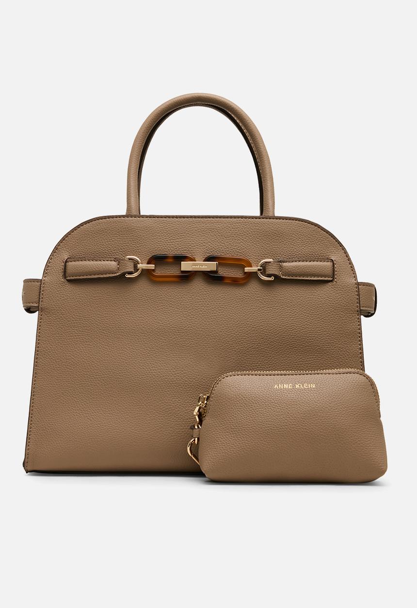 Anne Klein - Curved Satchel w/ Detachable Strap - Truffle