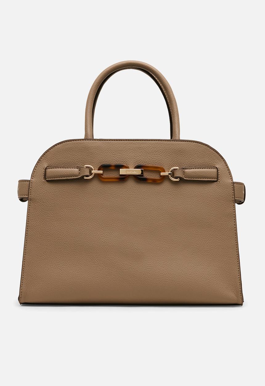 Anne Klein - Curved Satchel w/ Detachable Strap - Truffle