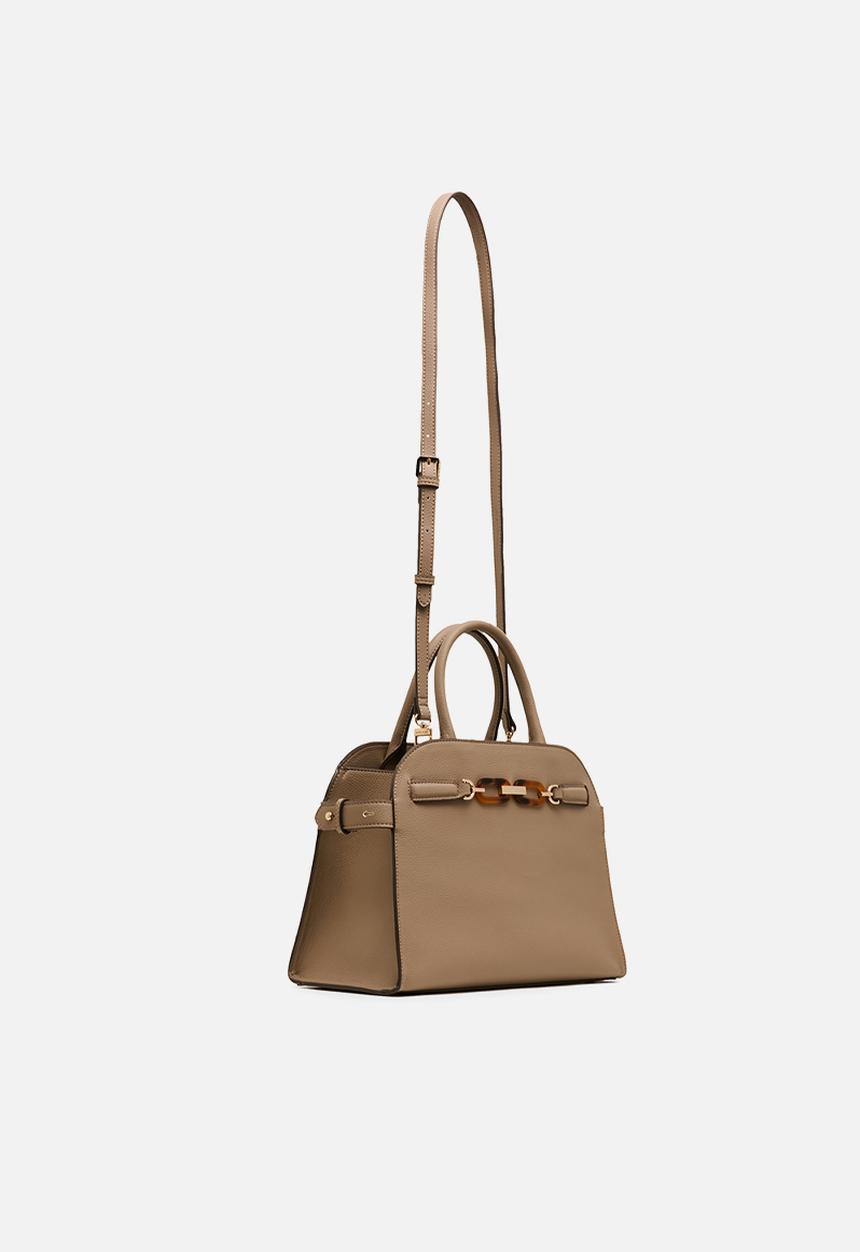 Anne Klein - Curved Satchel w/ Detachable Strap - Truffle