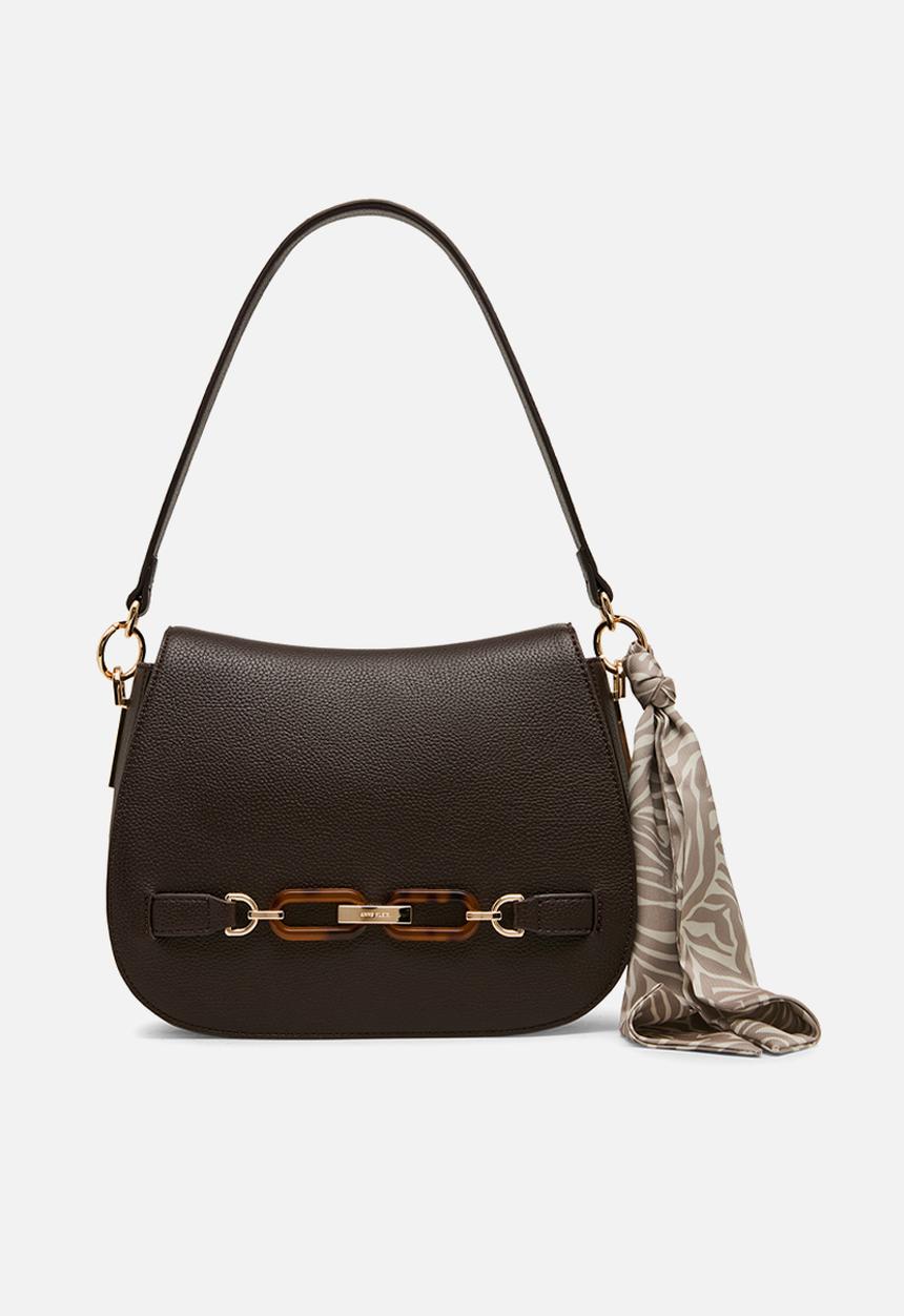 Anne Klein - Medium Flap - Espresso/Pearl White-Sesame