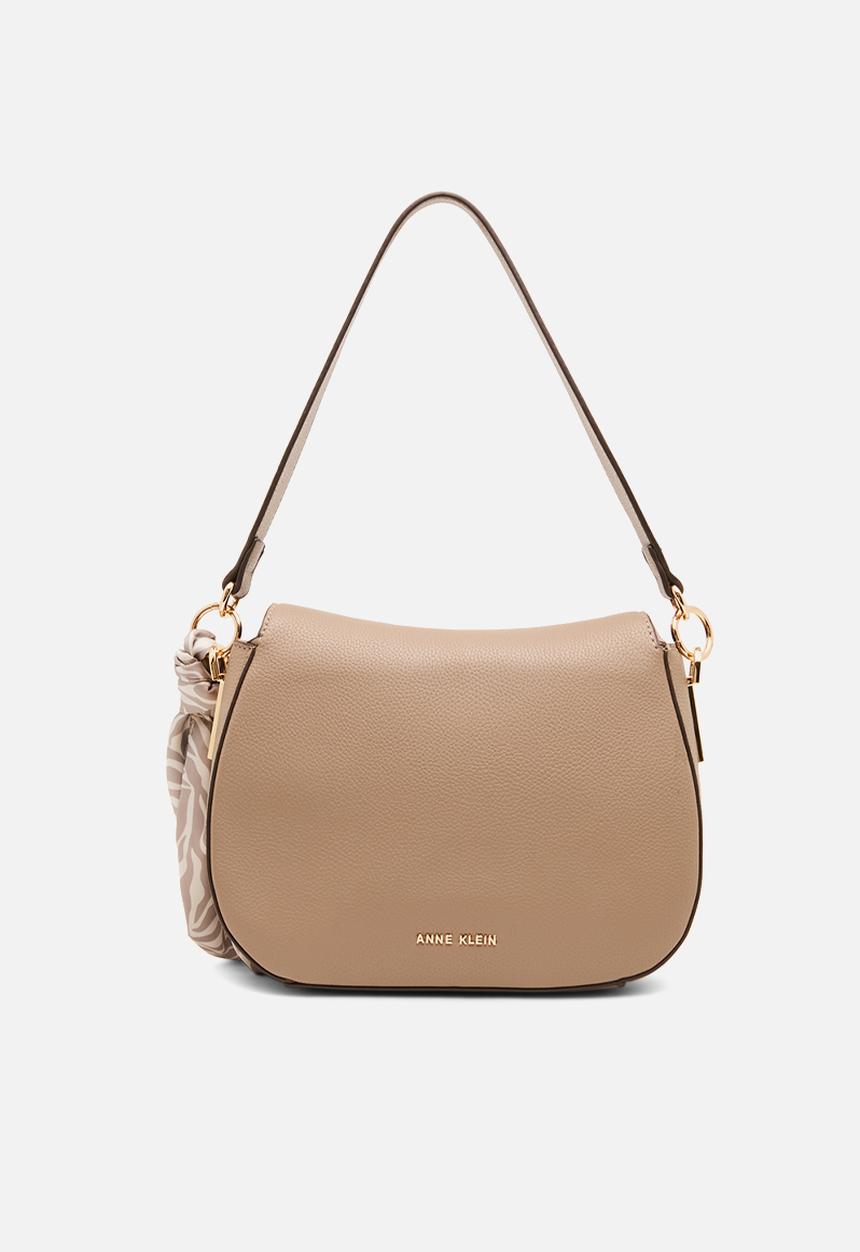 Anne Klein - Medium Flap - Truffle/Pearl White-Sesame