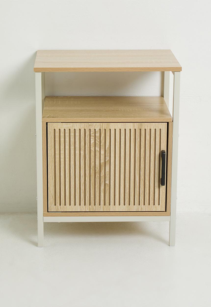 H&S - Single fluted door side table - white/natural