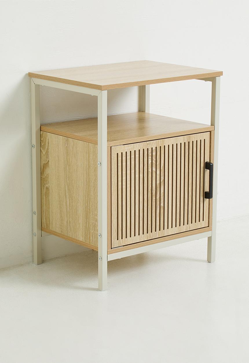 H&S - Single fluted door side table - white/natural