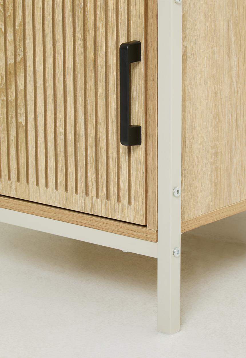 H&S - Single fluted door side table - white/natural