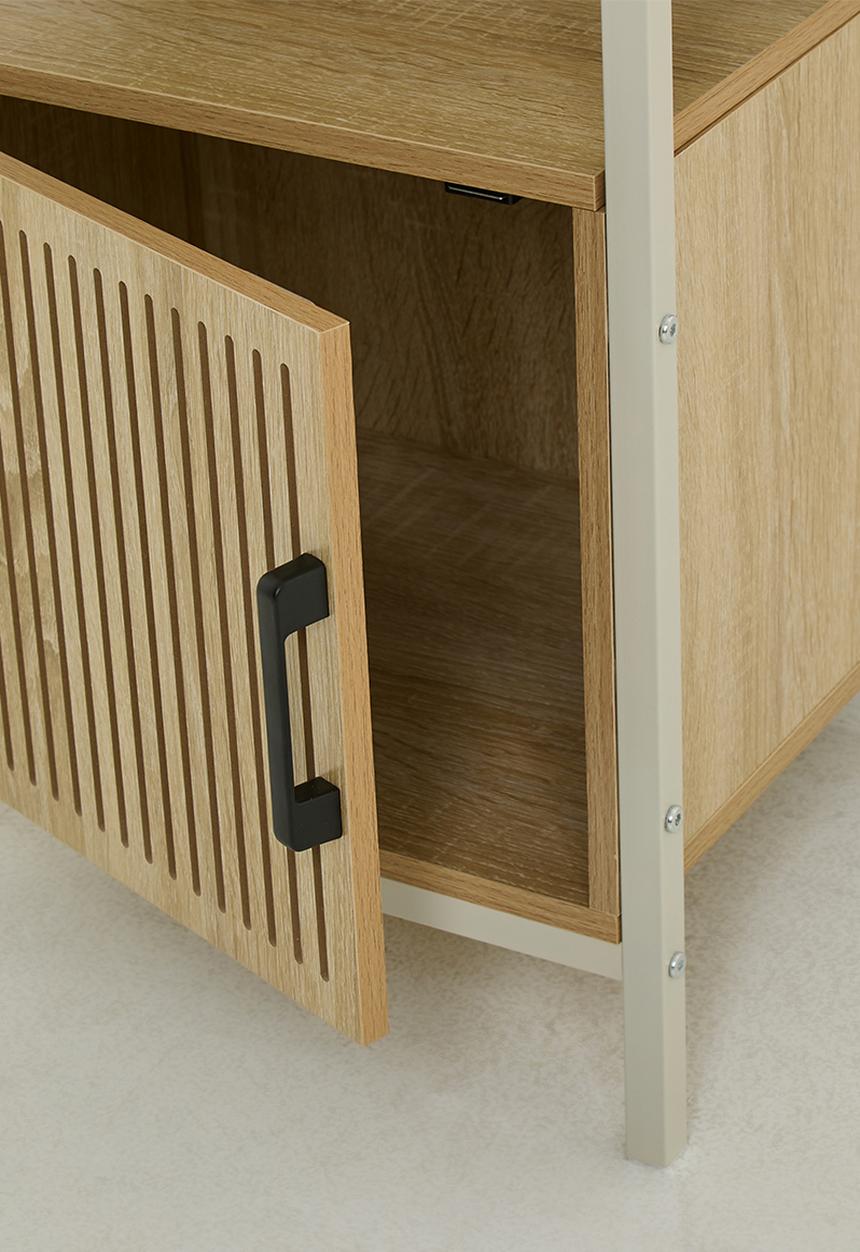 H&S - Single fluted door side table - white/natural