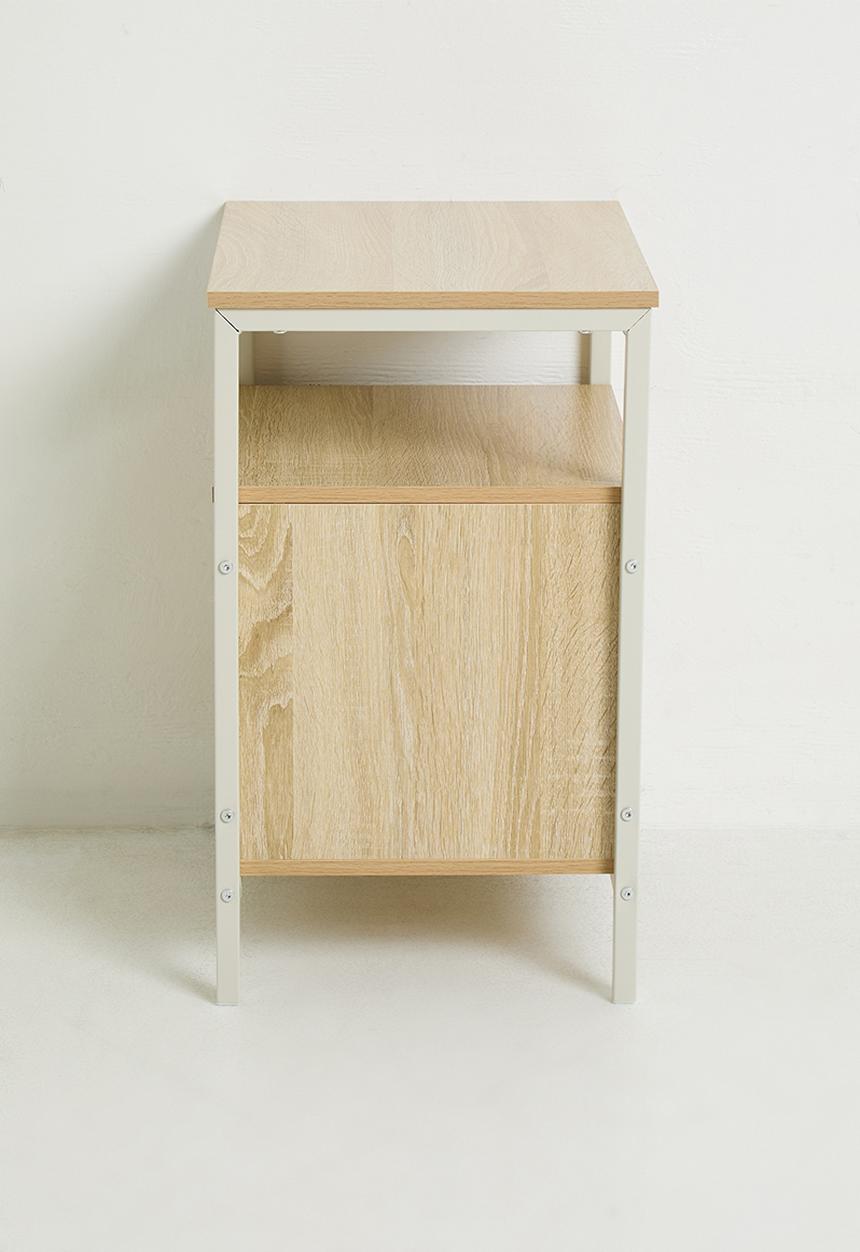 H&S - Single fluted door side table - white/natural
