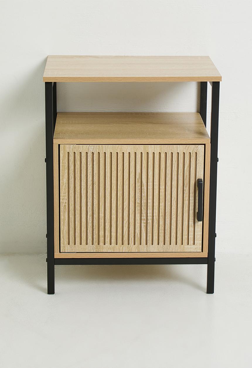 H&S - Single fluted door side table - black/natural