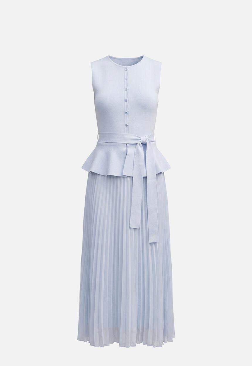 Forever New - Luella pleat mixed midi dress in soft blue