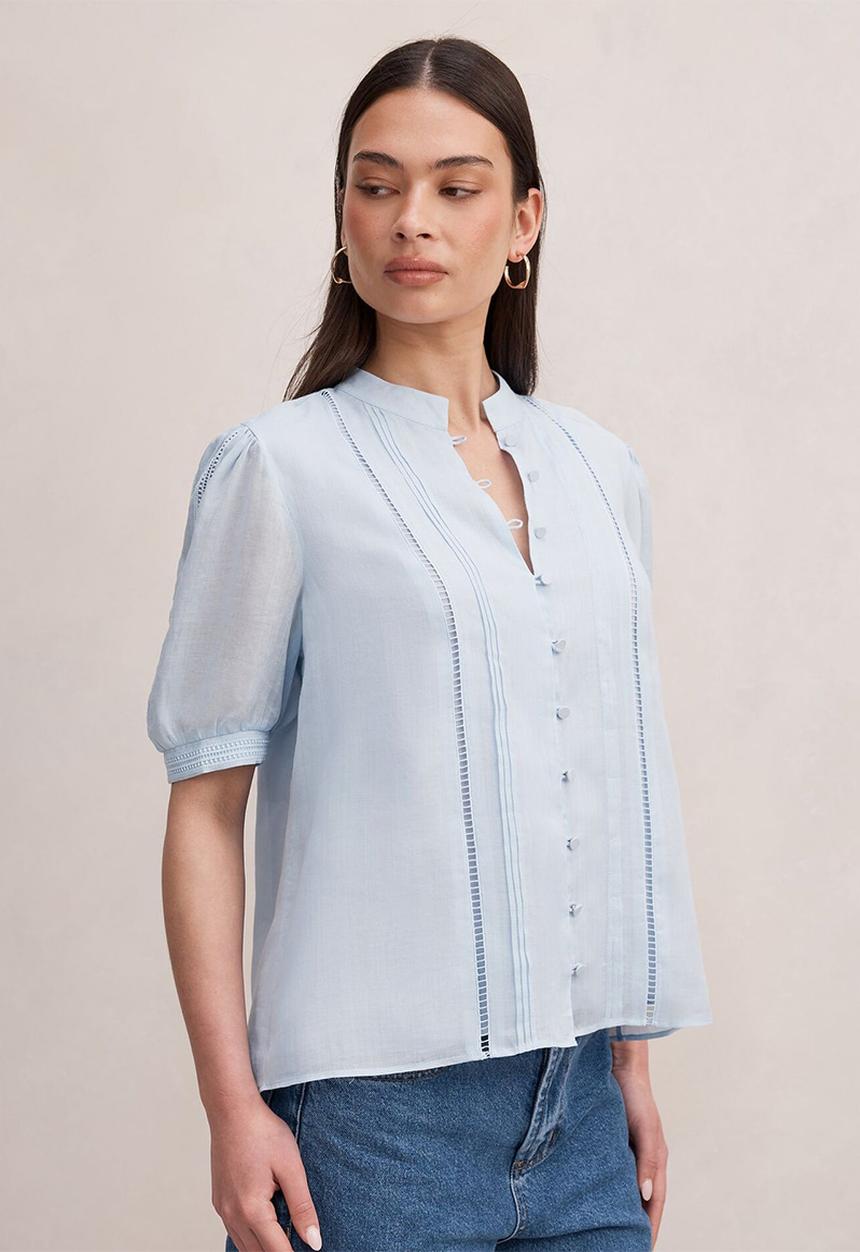 Forever New - Skye trim detail blouse in blue bell