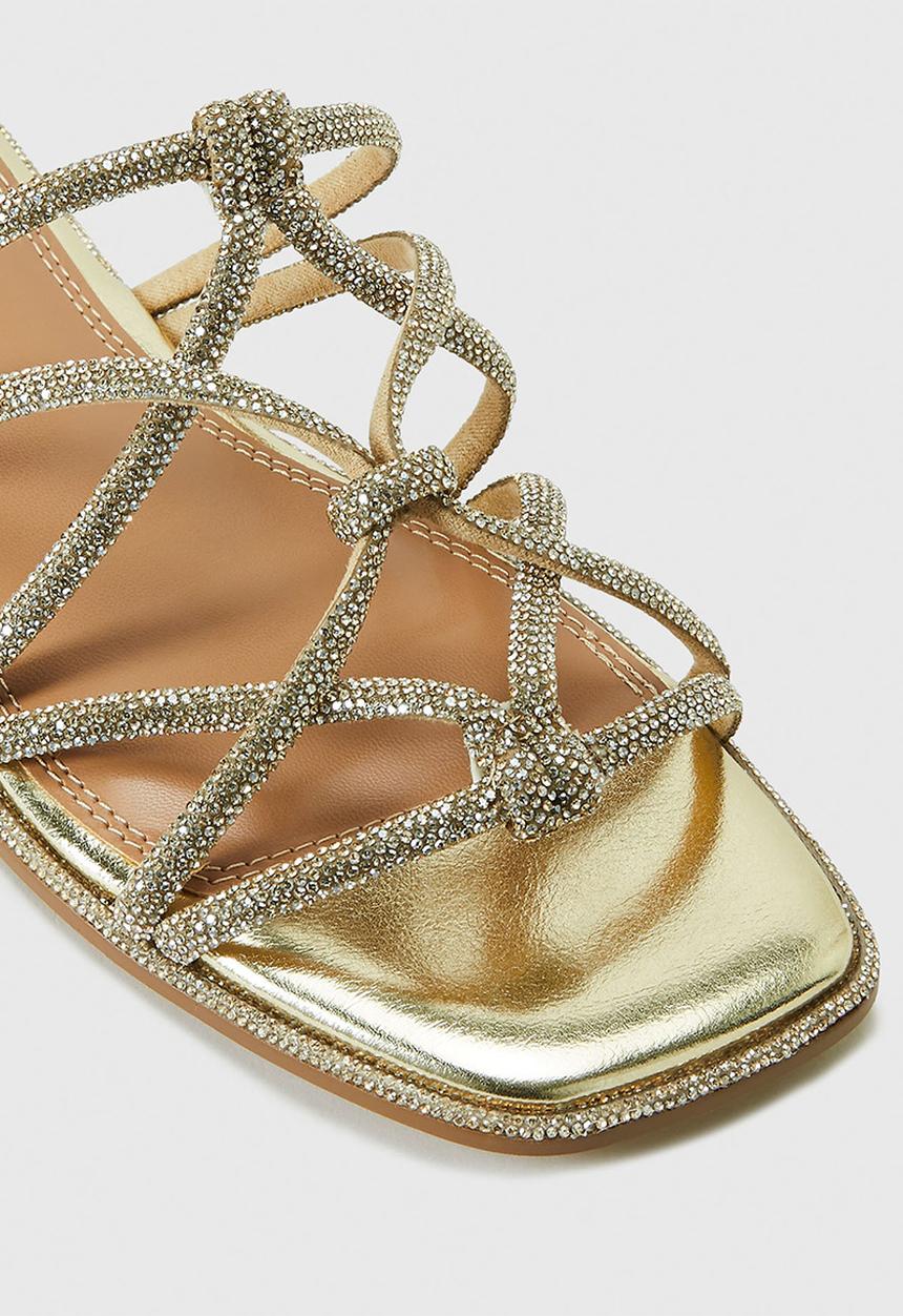 Forever New - Talia twisted vamp embellished flat sandal in gold