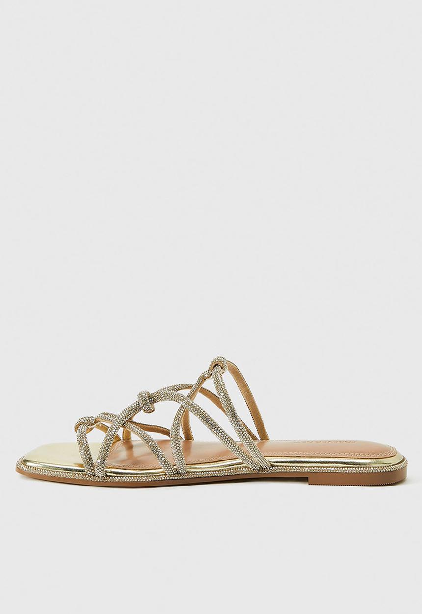 Forever New - Talia twisted vamp embellished flat sandal in gold