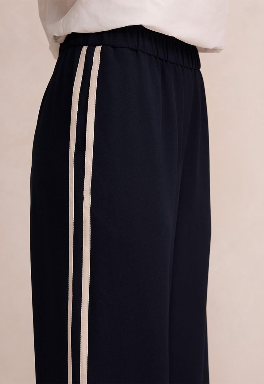 Forever New - Chloe side stripe wide leg pants in navy