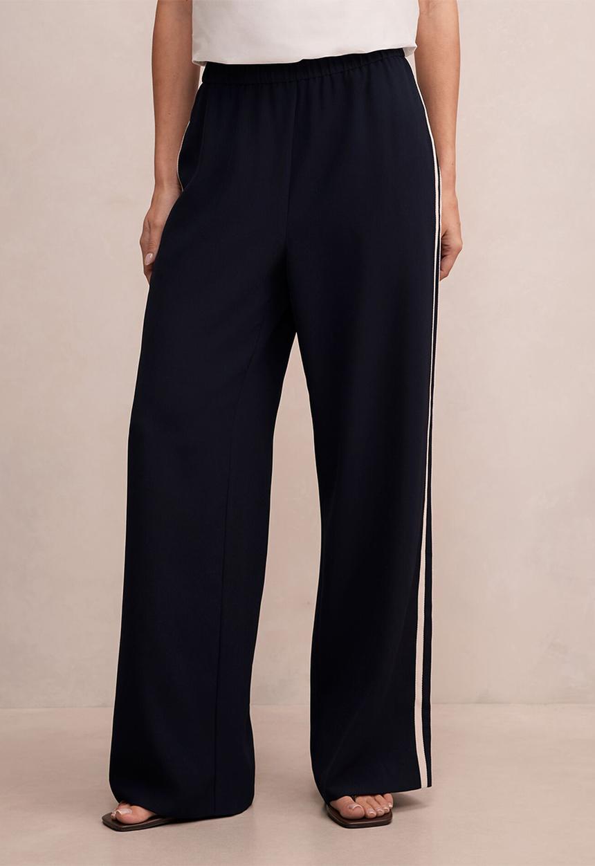 Forever New - Chloe side stripe wide leg pants in navy