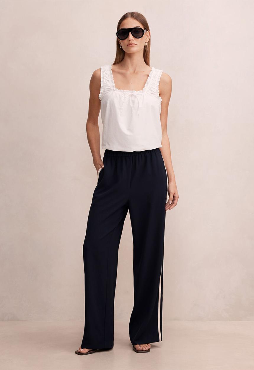 Forever New - Chloe side stripe wide leg pants in navy