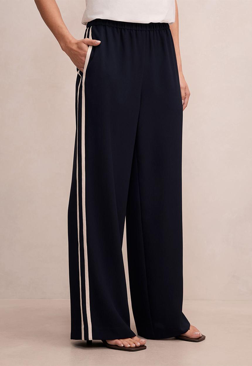Forever New - Chloe side stripe wide leg pants in navy
