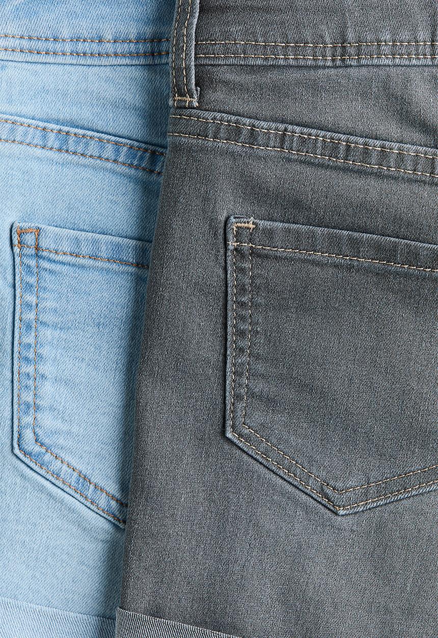 H&M - 2-Pack denim shorts - light denim blue/grey