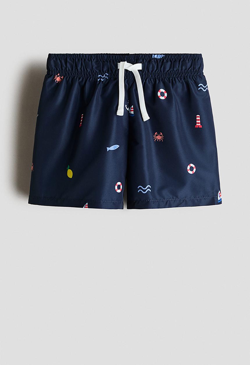H&M - Printed swim shorts - navy blue/patterned